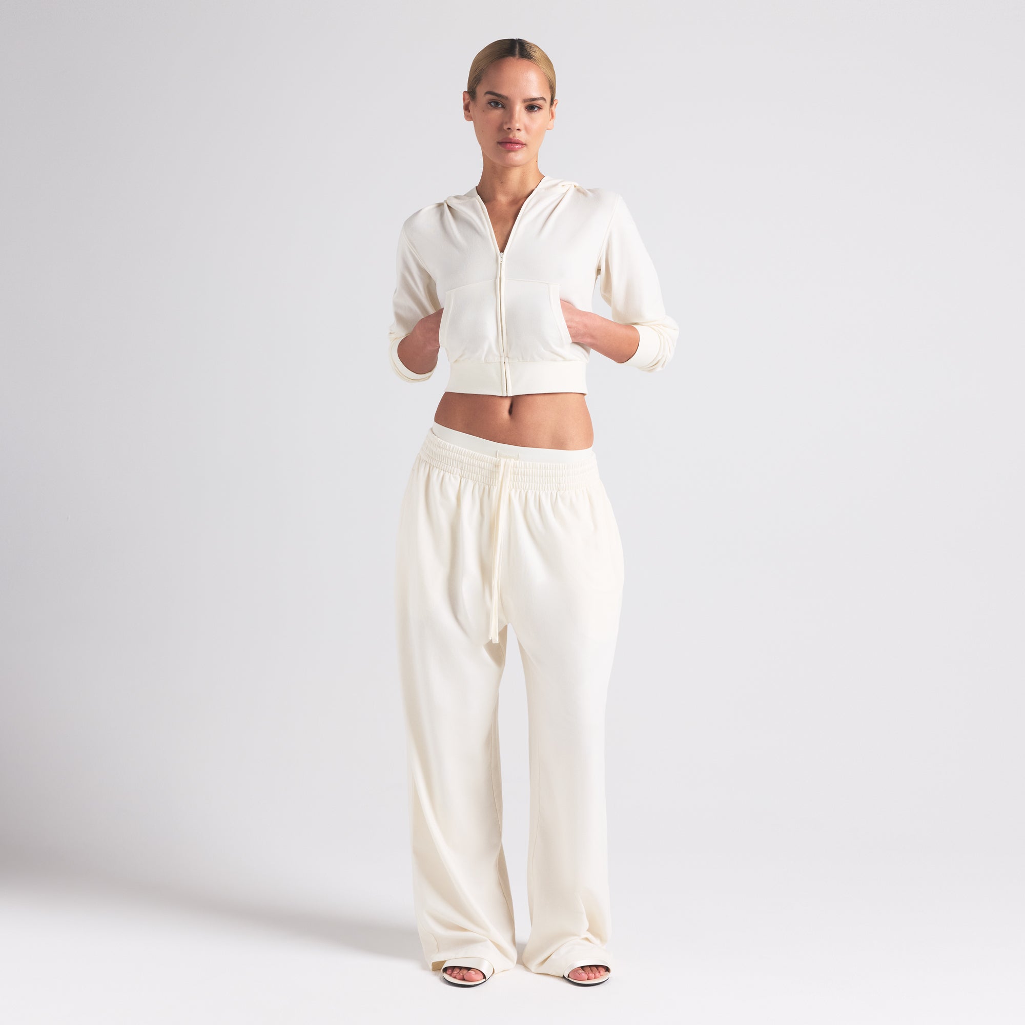 COTTON JERSEY ZIP UP HOODIE | MARBLE - Image 2