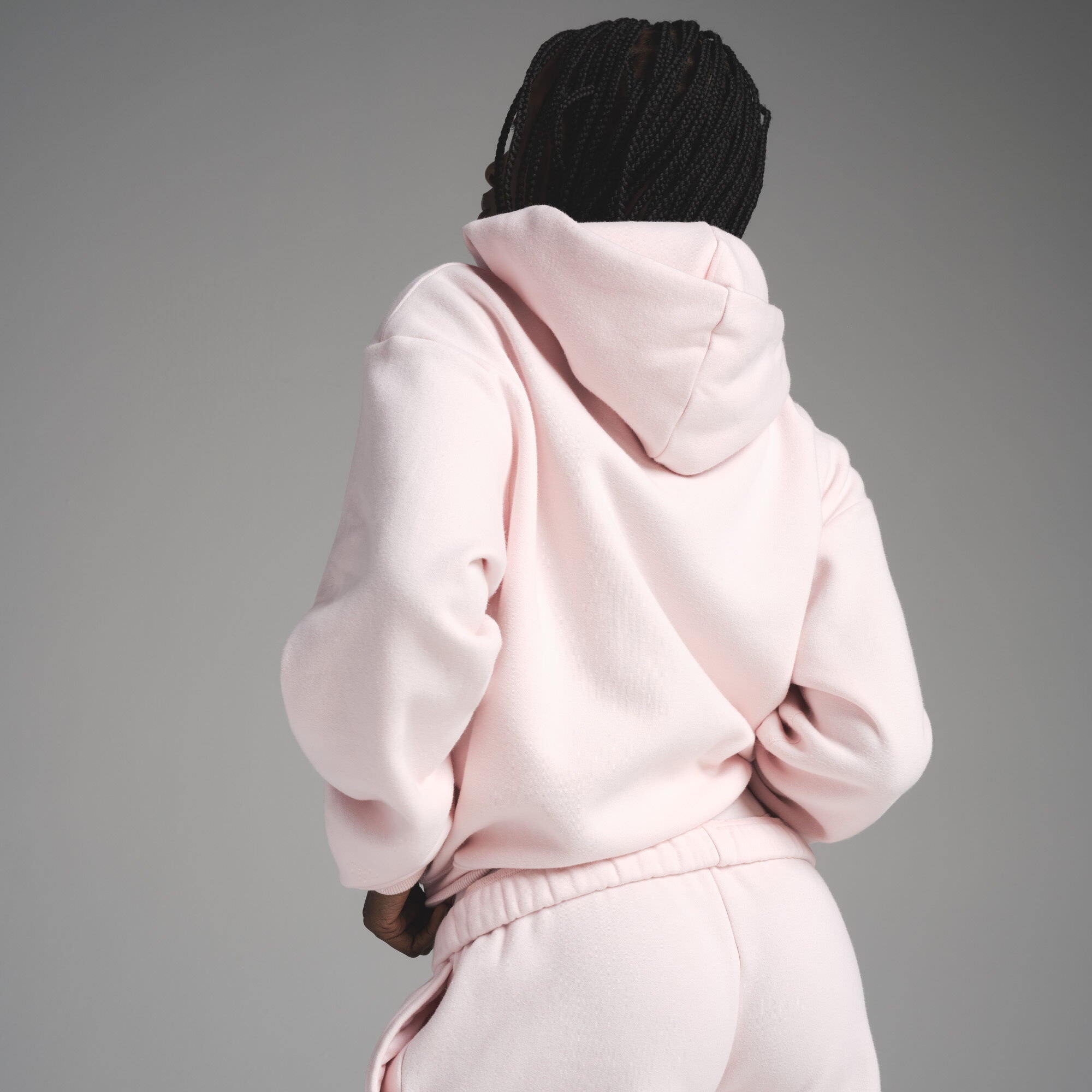COTTON FLEECE CLASSIC ZIP UP HOODIE | BARELY PINK - Image 4
