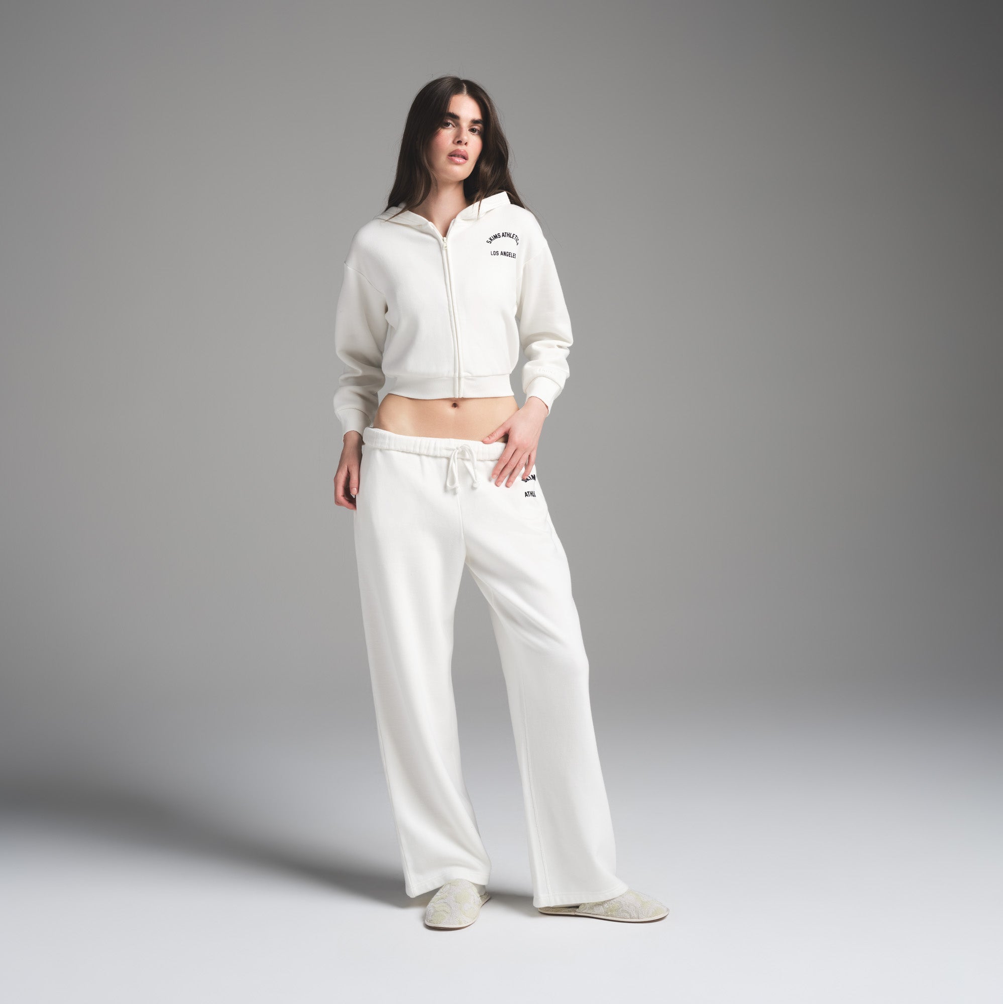 COTTON FLEECE SHRUNKEN ZIP UP HOODIE | MARBLE GRAPHIC