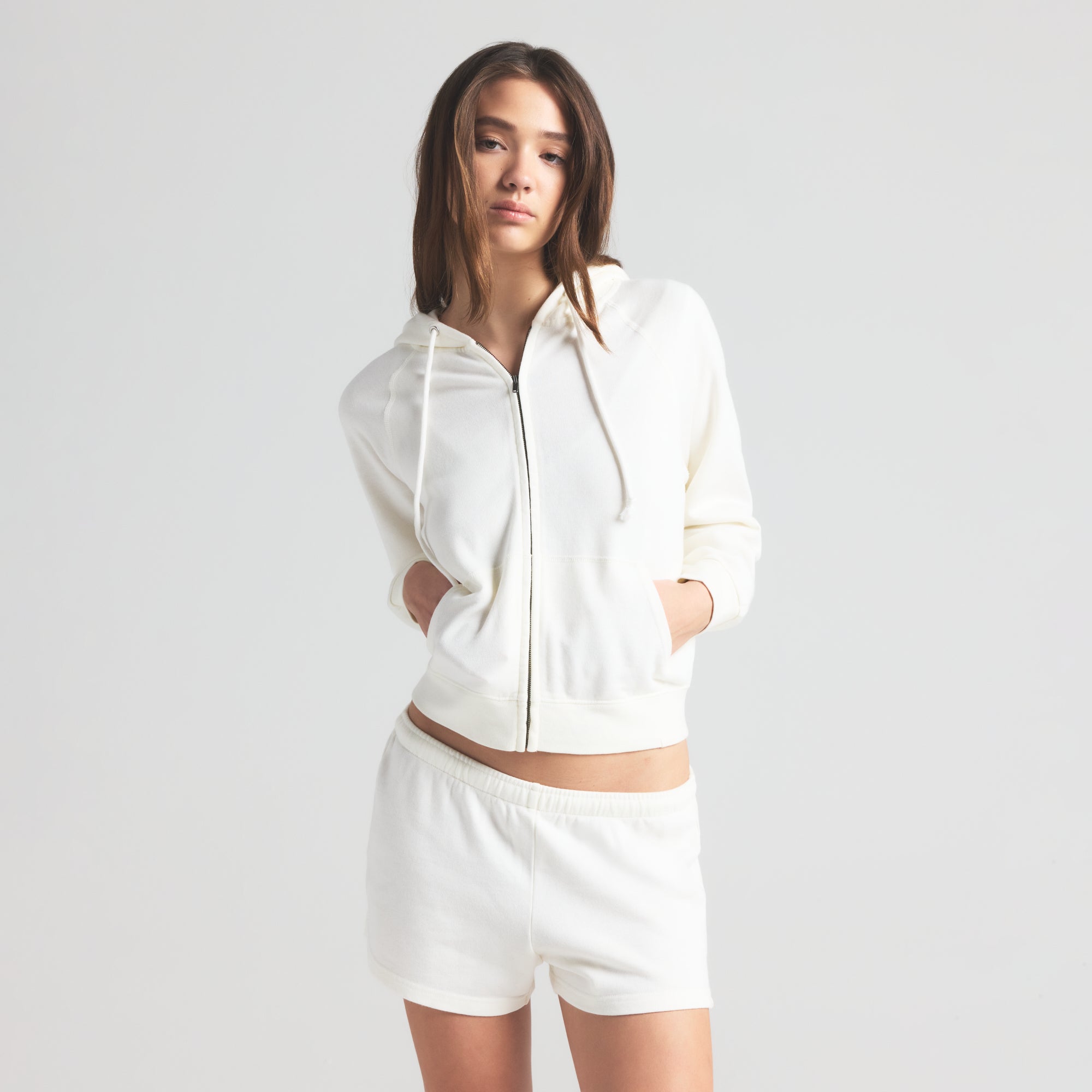 LIGHTWEIGHT FLEECE ZIP UP HOODIE | MARBLE